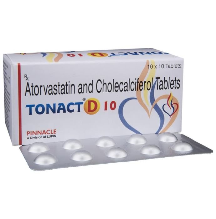 Tonact D 10 Tablet    Atorvastatin 10mg + Vitamin D3 1000IU