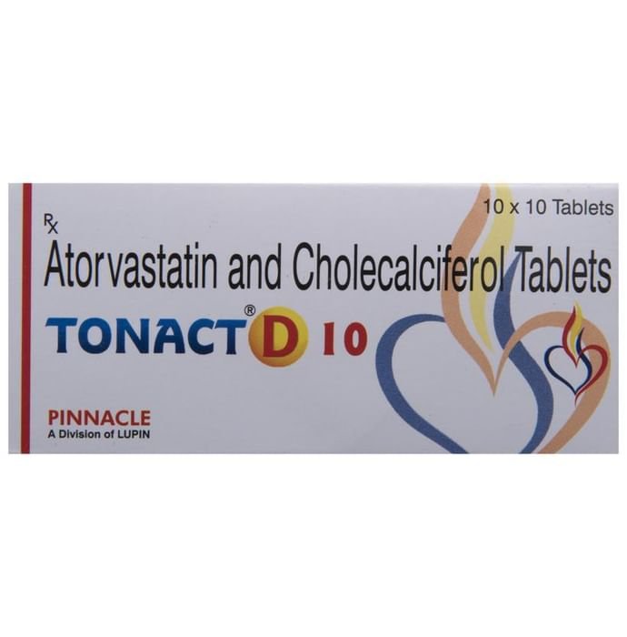 Tonact D 10 Tablet    Atorvastatin 10mg + Vitamin D3 1000IU