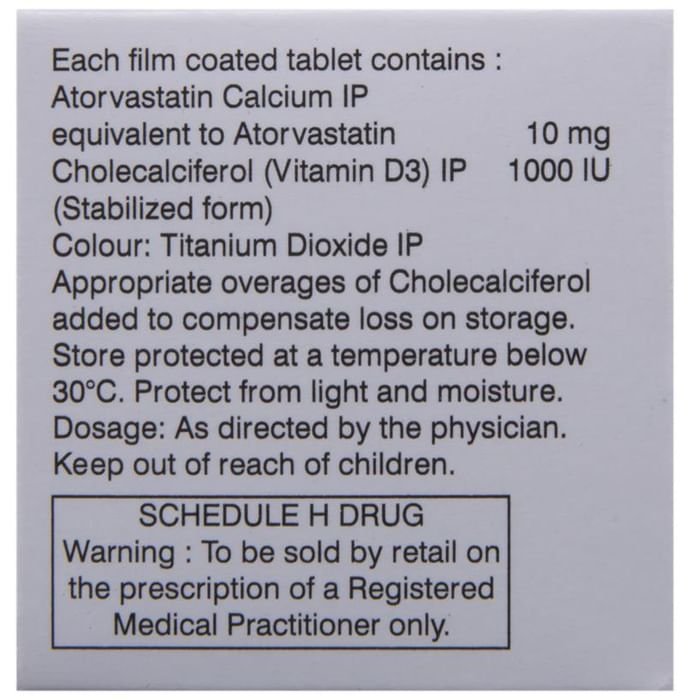 Tonact D 10 Tablet    Atorvastatin 10mg + Vitamin D3 1000IU