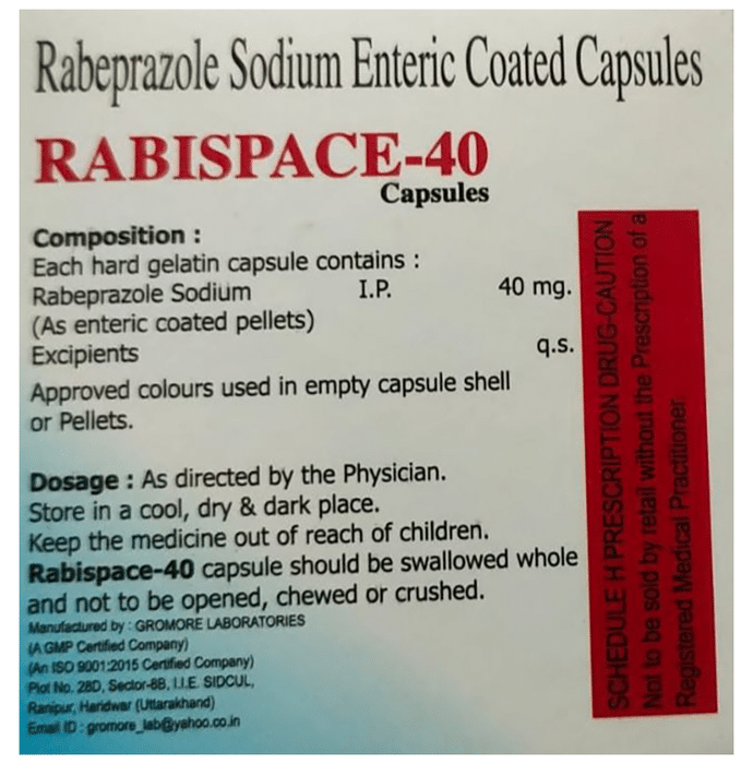 Rabispace 40 Capsule    Rabeprazole 40mg