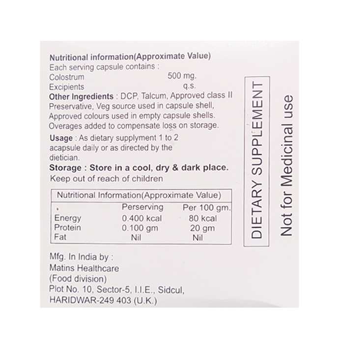 Coltrum Capsule    Colostrum 500mg