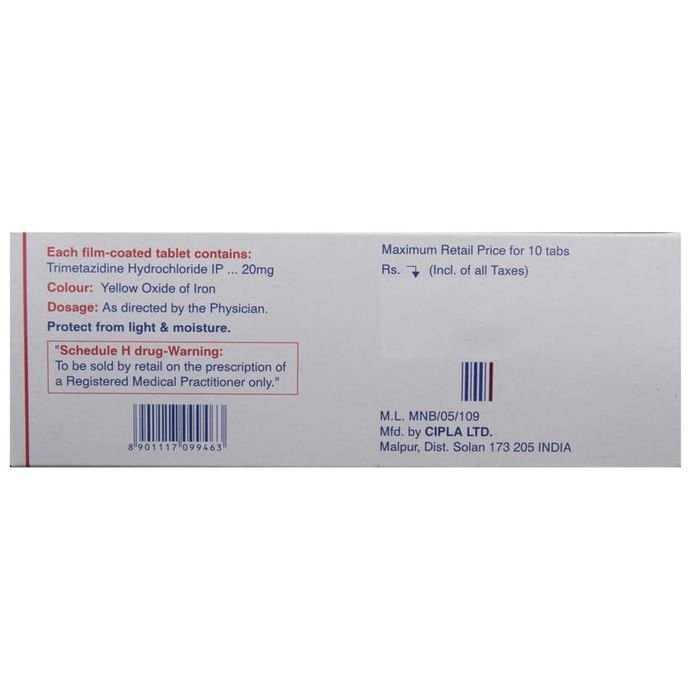 Trivedon 20 Tablet    Trimetazidine 20mg