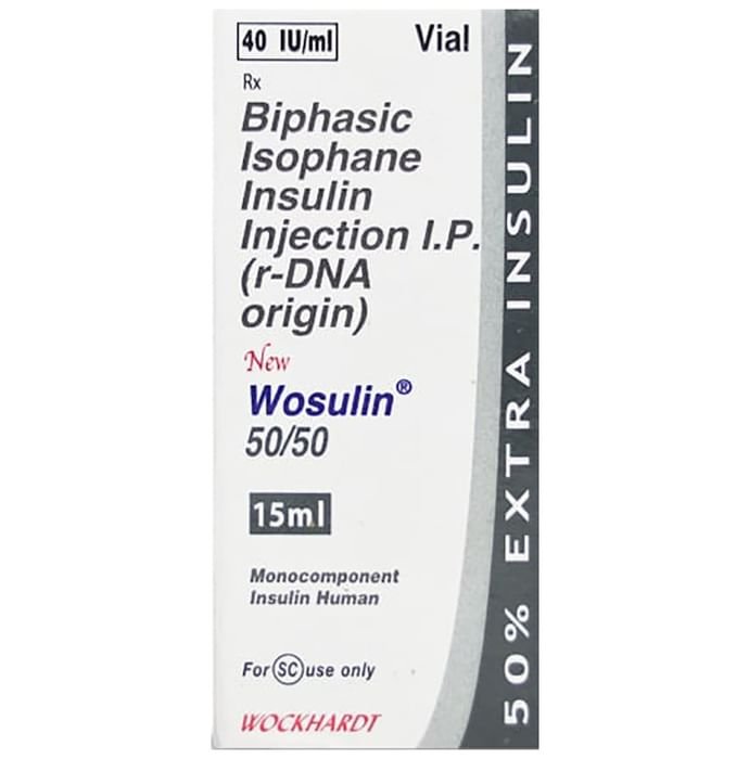 New Wosulin 50/50 Injection    Insulin Isophane/NPH 50% + Human Insulin/Soluble Insulin 50%