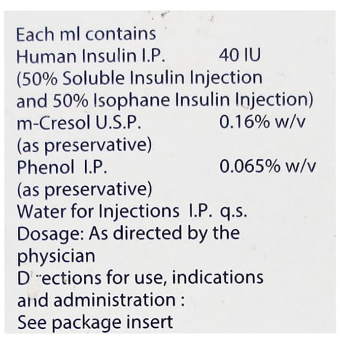 New Wosulin 50/50 Injection    Insulin Isophane/NPH 50% + Human Insulin/Soluble Insulin 50%