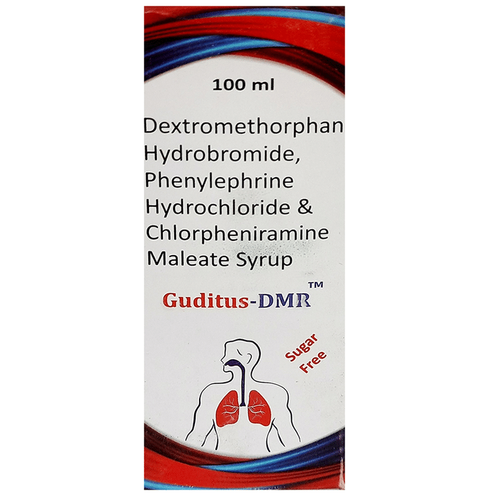 Guditus-DMR Syrup Sugar Free    Phenylephrine 5mg + Chlorpheniramine Maleate 2mg + Dextromethorphan 