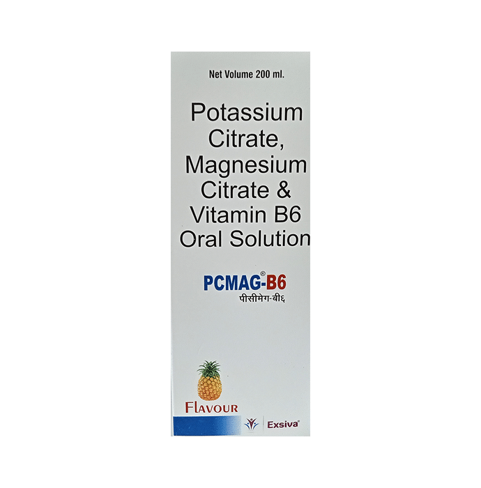 Pcmag-B6 Oral Solution Pineapple    Potassium Citrate 1100mg/5ml + Magnesium Citrate 375mg/5ml + Vit