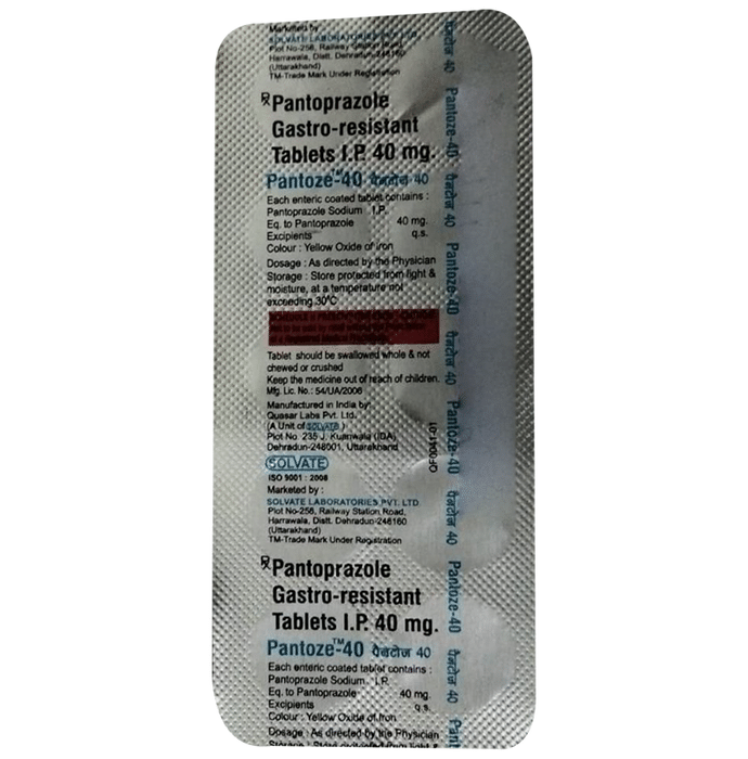 Pantoze 40 Tablet    Pantoprazole 40mg