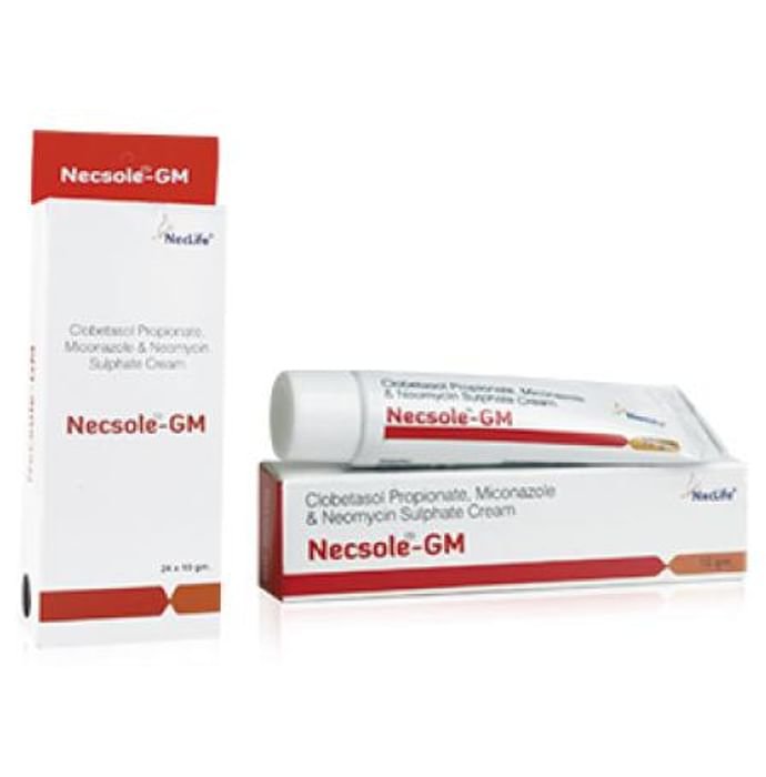 Necsole-GM Cream    Clobetasol 0.05% w/w + Miconazole 2% w/w + Neomycin 0.5% w/w