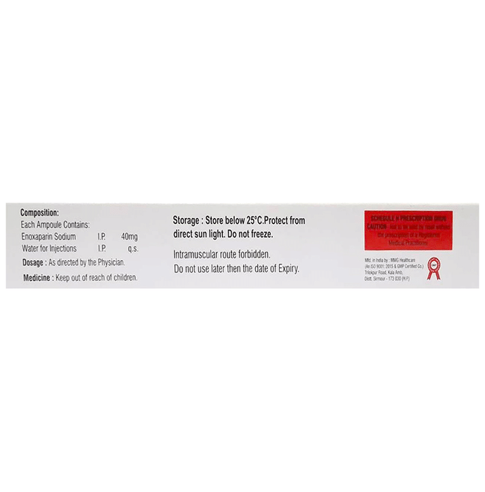 Etpar 40mg Injection    Enoxaparin 40mg