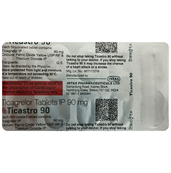 Ticastro 90 Tablet    Ticagrelor 90mg