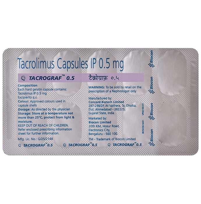 Tacrograf 0.5 Capsule    Tacrolimus 0.5mg