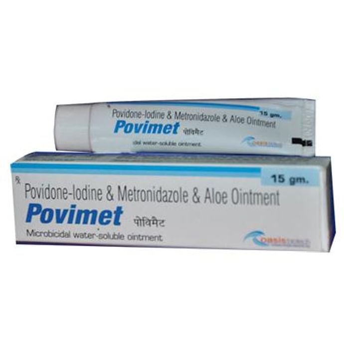 Povimet Ointment    Metronidazole 1% w/w + Povidone Iodine 5% w/w