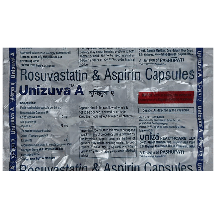 Unizuva A Capsule    Rosuvastatin 10mg + Aspirin 75mg