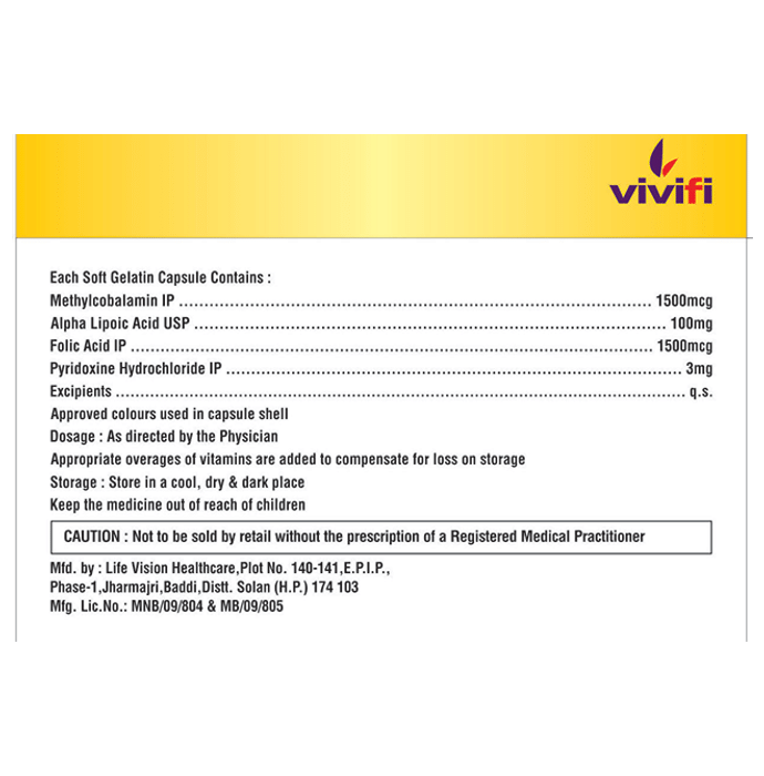 Triavit Plus Capsule    Methylcobalamin 1500mcg + Alpha Lipoic Acid 100mg + Vitamin B6 Pyridoxine 3m