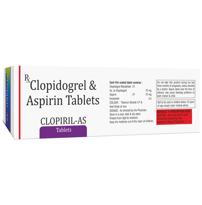 Clopiril-AS Tablet    Aspirin 75mg + Clopidogrel 75mg