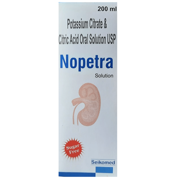 Nopetra Oral Solution Sugar Free    Citric Acid 334mg/5ml + Potassium Citrate 1100mg/5ml