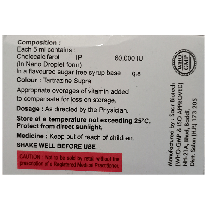 Nanoshine-D3 Nano Shots    5ml Each Sugar Free Strawberry    Vitamin D3 60000IU