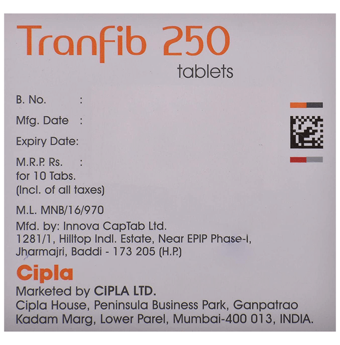 Tranfib 250mg Tablet    Tranexamic Acid 250mg