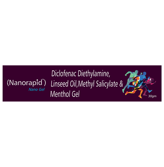 Nanorapid Nano Gel    Diclofenac 1.16% w/w + Linseed Oil 3% w/w + Menthol 5% w/w + Methyl Salicylate