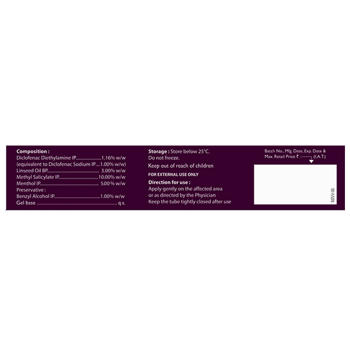 Nanorapid Nano Gel    Diclofenac 1.16% w/w + Linseed Oil 3% w/w + Menthol 5% w/w + Methyl Salicylate