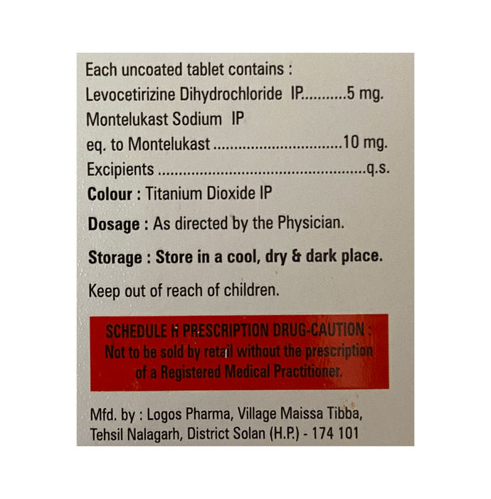 Unika LC 5mg/10mg Tablet    Levocetirizine 5mg + Montelukast 10mg