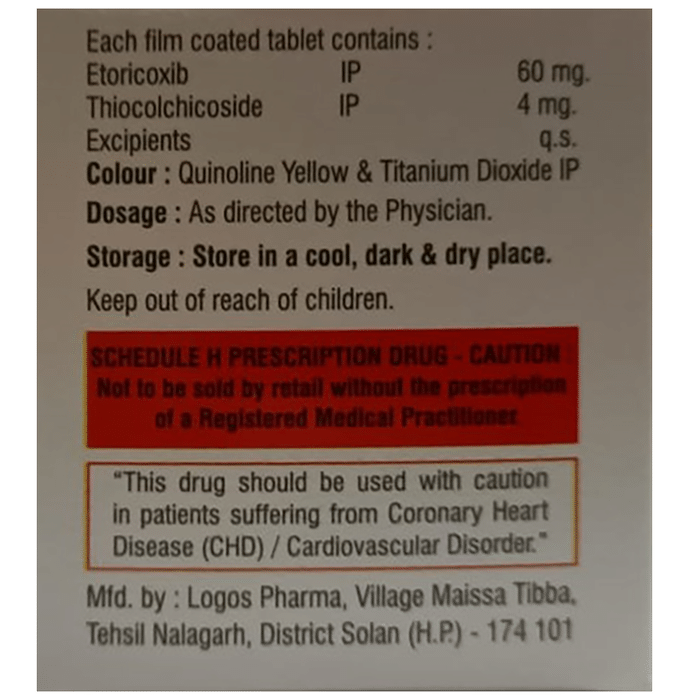 Cotix-TH Tablet    Etoricoxib 60mg + Thiocolchicoside 4mg