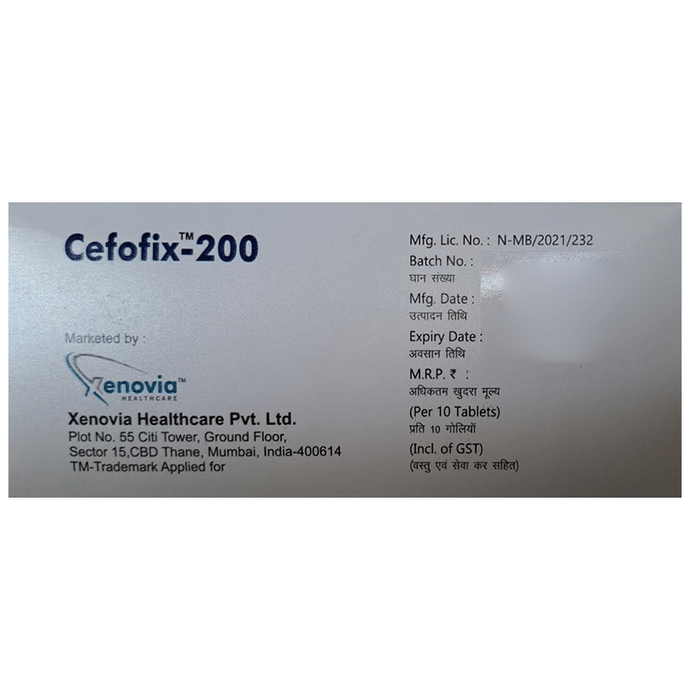 Cefofix 200 Tablet DT    Cefixime 200mg