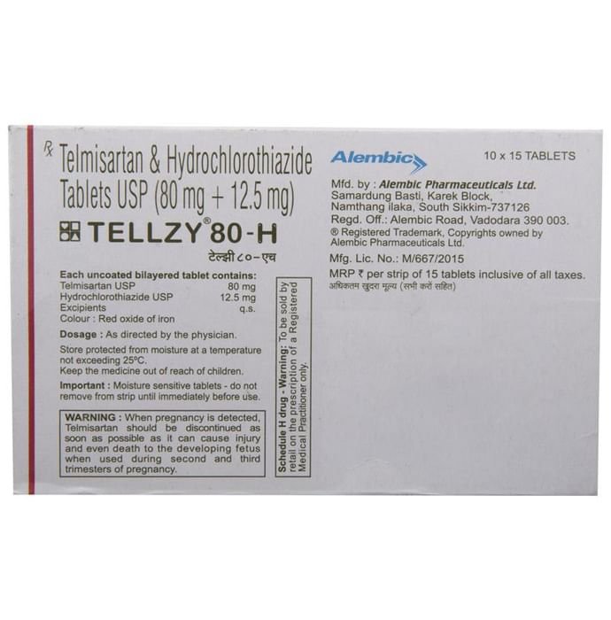 Tellzy 80-H Tablet    Telmisartan 80mg + Hydrochlorothiazide 12.5mg