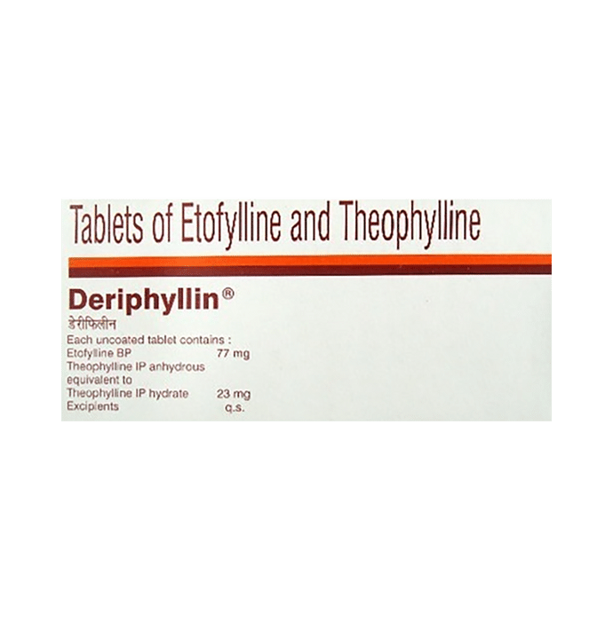 Deriphyllin Tablet    Etofylline 77mg + Theophylline 23mg