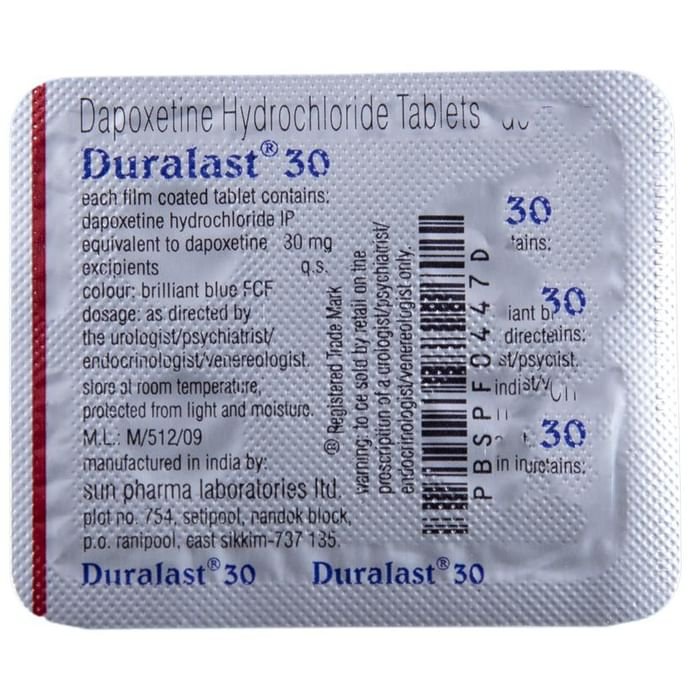 Duralast 30 Tablet    Dapoxetine 30mg