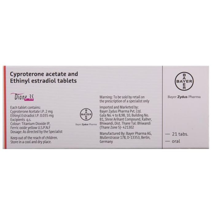 Diane 35 Tablet    Cyproterone 2mg + Ethinyl Estradiol 0.035mg