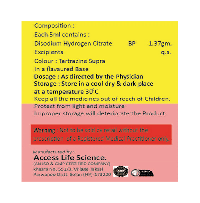 Uridor Syrup Mango    Disodium Hydrogen Citrate 1.37gm/5ml