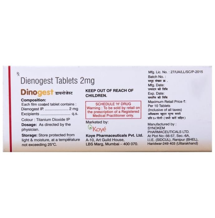 Dinogest Tablet    Dienogest 2mg