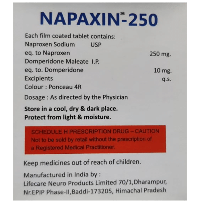 Napaxin 250 Tablet    Naproxen 250mg + Domperidone 10mg