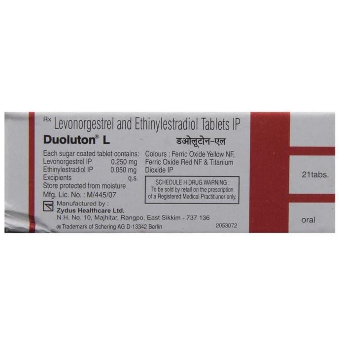 Duoluton L Tablet    Ethinyl Estradiol 0.05mg + Levonorgestrel 0.25mg