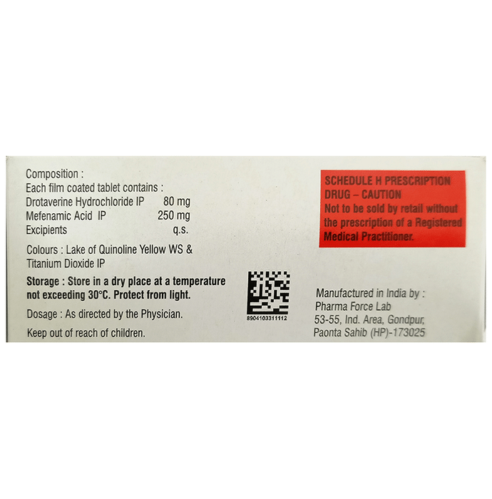 Drotikind-M Tablet    Drotaverine 80mg + Mefenamic Acid 250mg