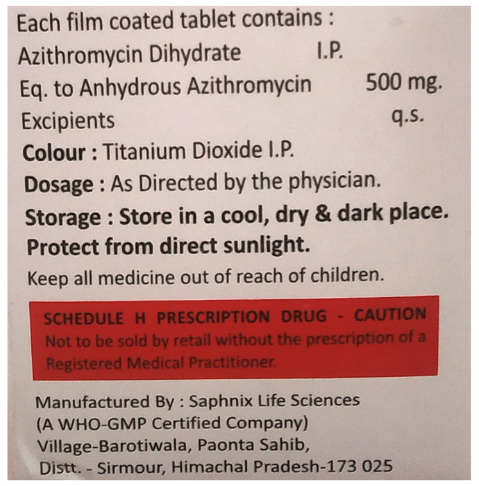 Azithroend 500 Tablet    Azithromycin 500mg