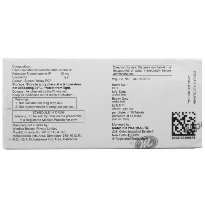 Dentaforce-DT Tablet    Ketorolac 10mg