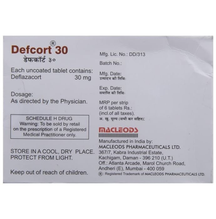 Defcort 30 Tablet    Deflazacort 30mg