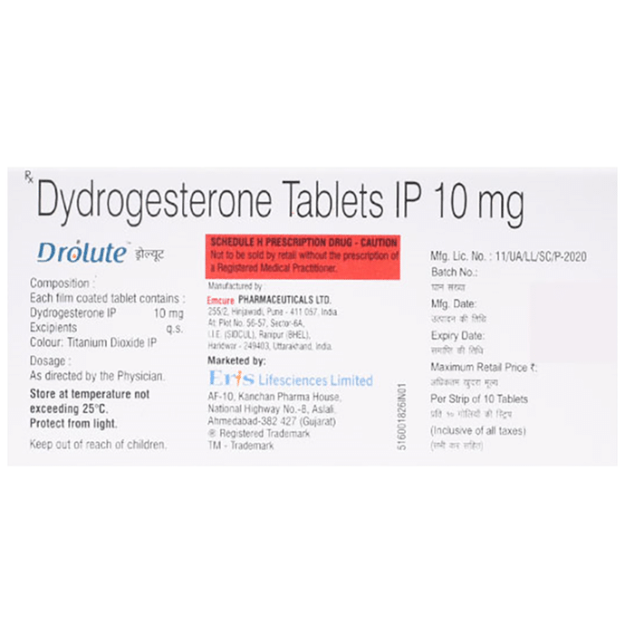 Drolute Tablet    Dydrogesterone 10mg