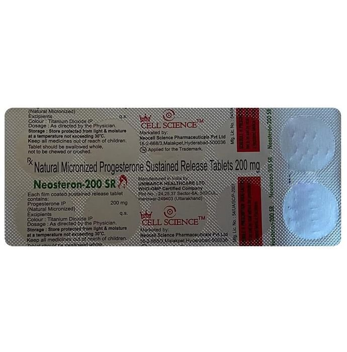 Neosteron 200 SR Tablet    Progesterone Natural Micronized 200mg