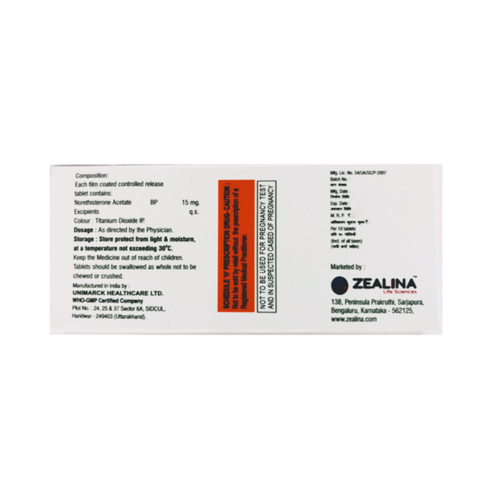 Nea 15mg Tablet CR    Norethisterone 15mg