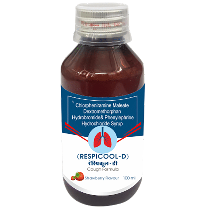 Respicool-D Syrup Strawberry    Phenylephrine 5mg/5ml + Chlorpheniramine Maleate 2mg/5ml + Dextromet