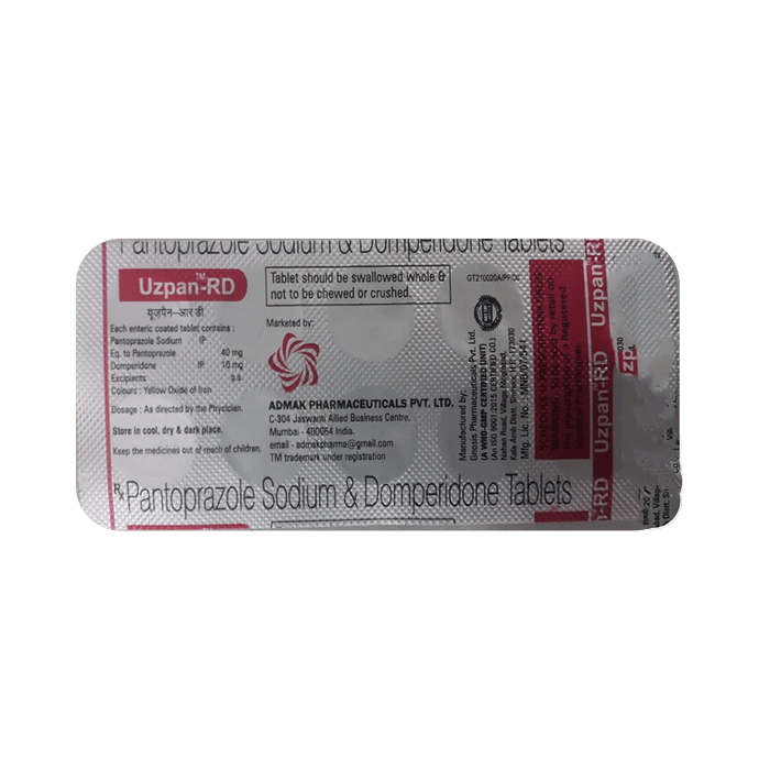 Uzpan RD 10mg/40mg Tablet    Domperidone 10mg + Pantoprazole 40mg