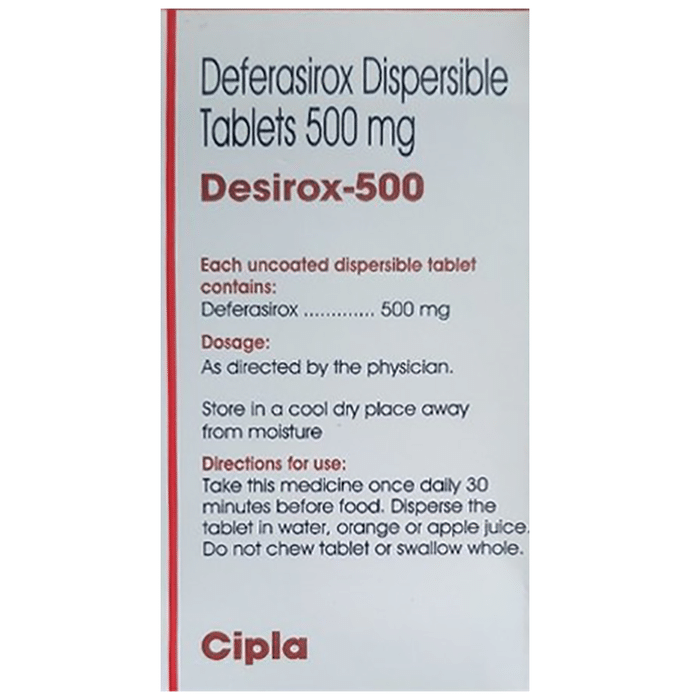 Desirox 500 Tablet    Deferasirox 500mg