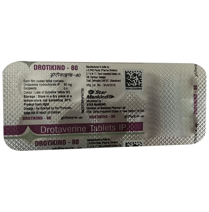 Drotikind 80mg Tablet    Drotaverine 80mg