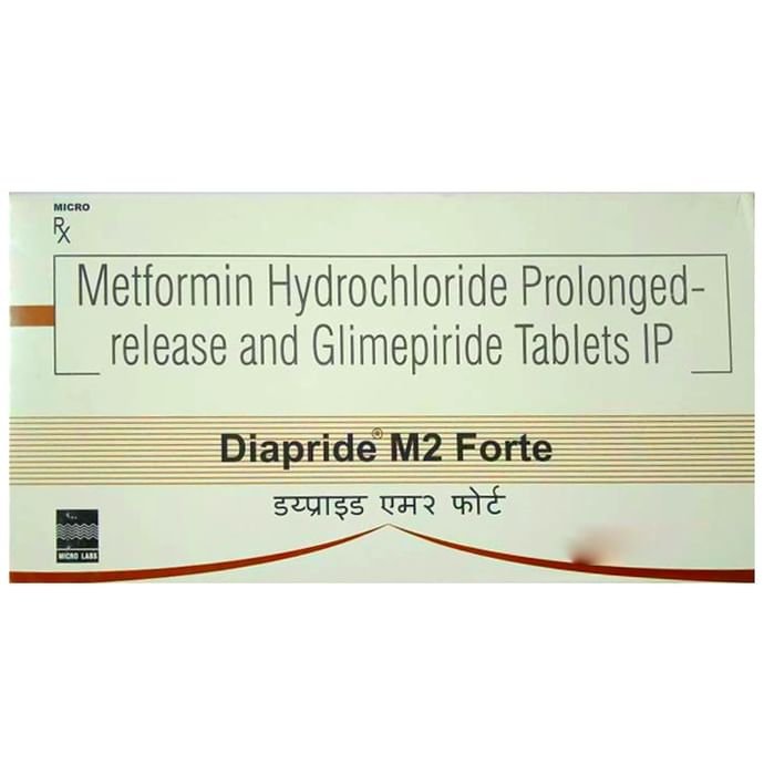 Diapride M2 Forte Tablet PR    Glimepiride 2mg + Metformin 1000mg