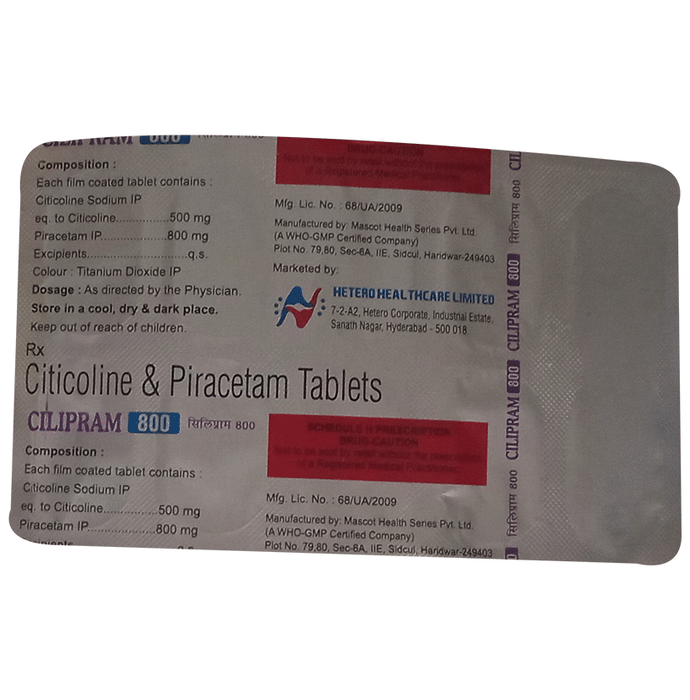 Cilipram 800 Tablet    Citicoline 500mg + Piracetam 800mg