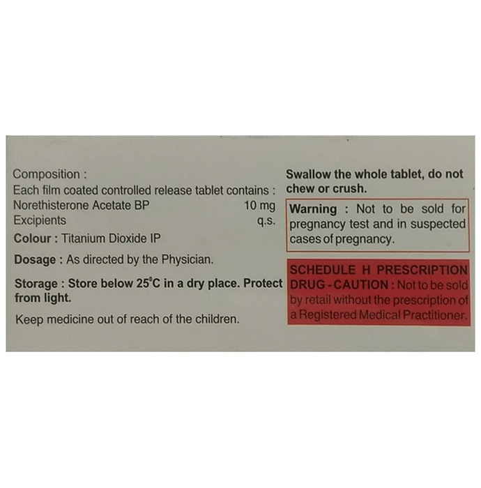 DUB 10 Tablet CR    Norethisterone 10mg