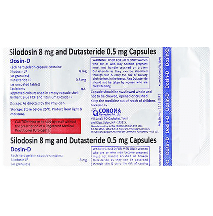 Dosin-D Capsule    Silodosin 8mg + Dutasteride 0.5mg